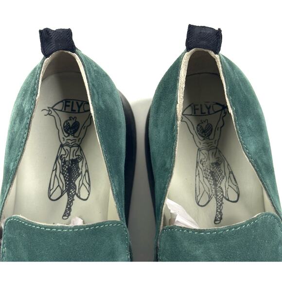 Fly London PECE406FLY Forest Green Wedge Loafer Womens EU 38 US 7.5-8 New $260 - Picture 8 of 10